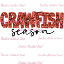 Load image into Gallery viewer, Crawfish Season Faux Sequin Embroidery DTF Transfer (300 HOT PEEL) | Ships 3-7 Business Days
