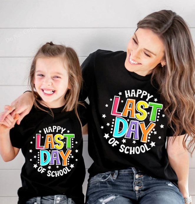 Happy Last Day Of School White Ink DTF Transfer (300 HOT PEEL) | Ships 3-7 Business Days
