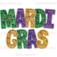 Load image into Gallery viewer, Mardi Gras Faux Sequin DTF Transfer (300 HOT PEEL) | Ships 3-7 Business Days
