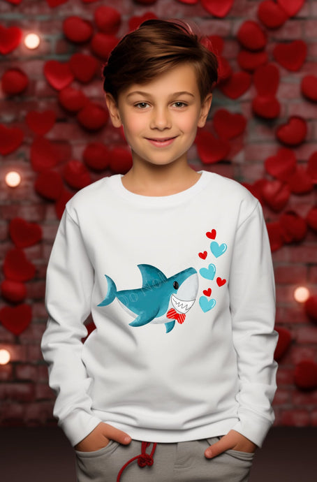 Shark Hearts Boy Valentine DTF Transfer (300 HOT PEEL) | Ships 3-7 Business Days