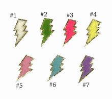 Load image into Gallery viewer, 2&quot; Lightening Bolt Chenille Iron On Patch
