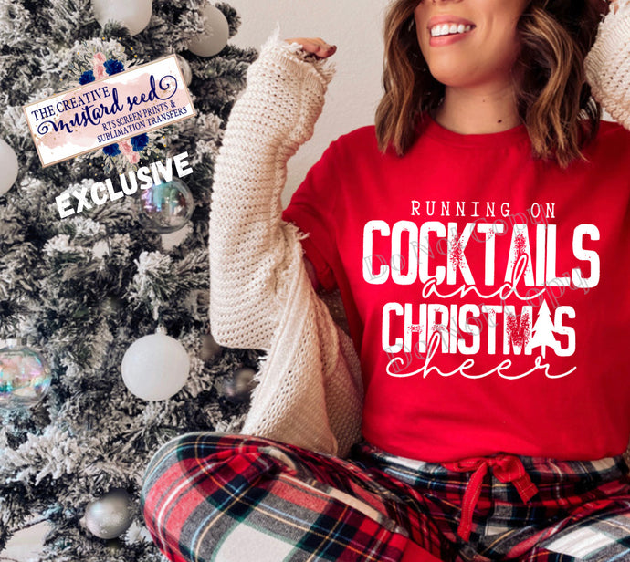 PO SHIPS 10/5 Screen Print Transfer | Cocktails and Christmas Cheer