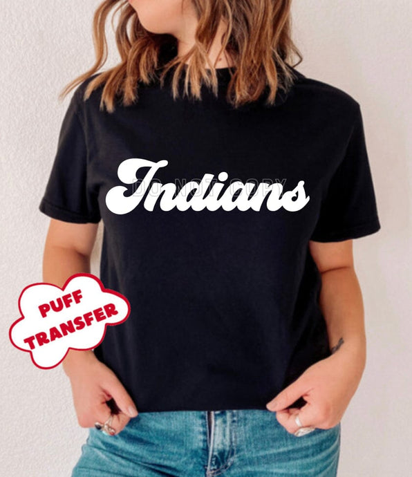 PO SHIPS 2/8 Screen Print Transfer | Indians PUFF