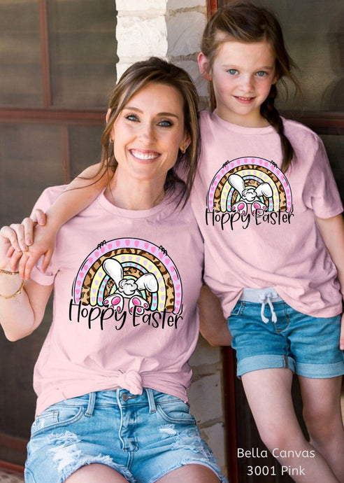 PO SHIPS 3/8 Screen Print Transfer | Hoppy Easter Bunny Rainbow | Adult and Youth (HIGH HEAT)