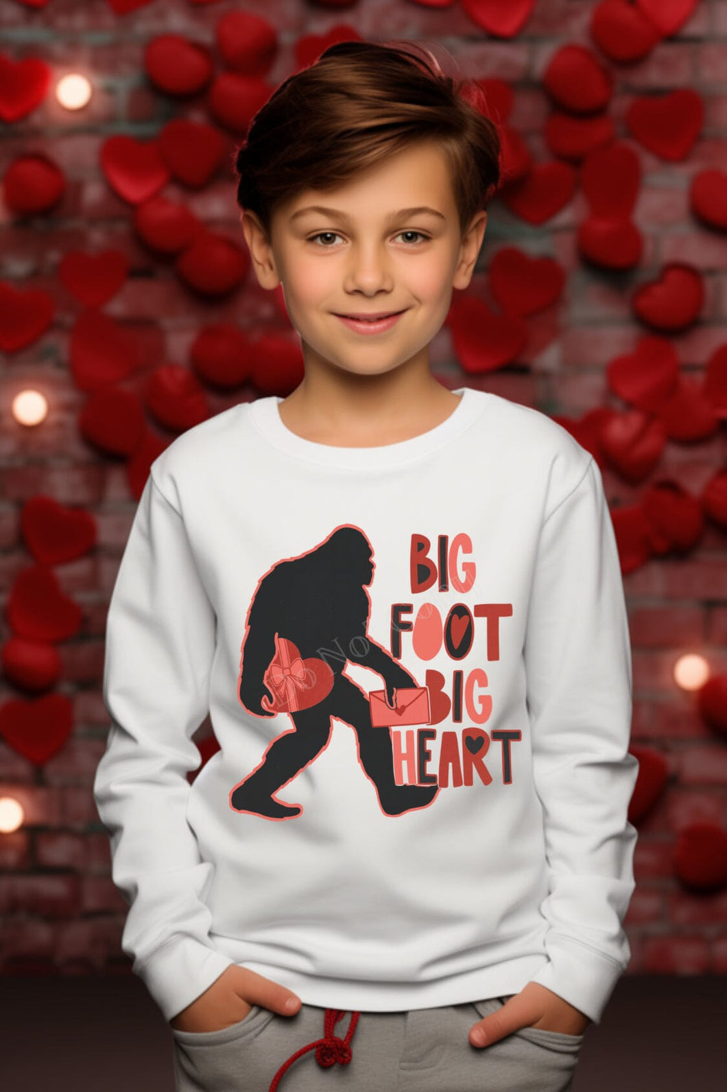 Big Foot Big Heart Valentine DTF Transfer (300 HOT PEEL) | Ships 3-7 Business Days