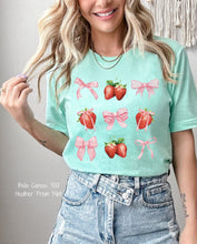 Load image into Gallery viewer, Coquette Strawberries and Pink Bows DTF Transfer (300 HOT PEEL) | Ships 3-7 Business Days
