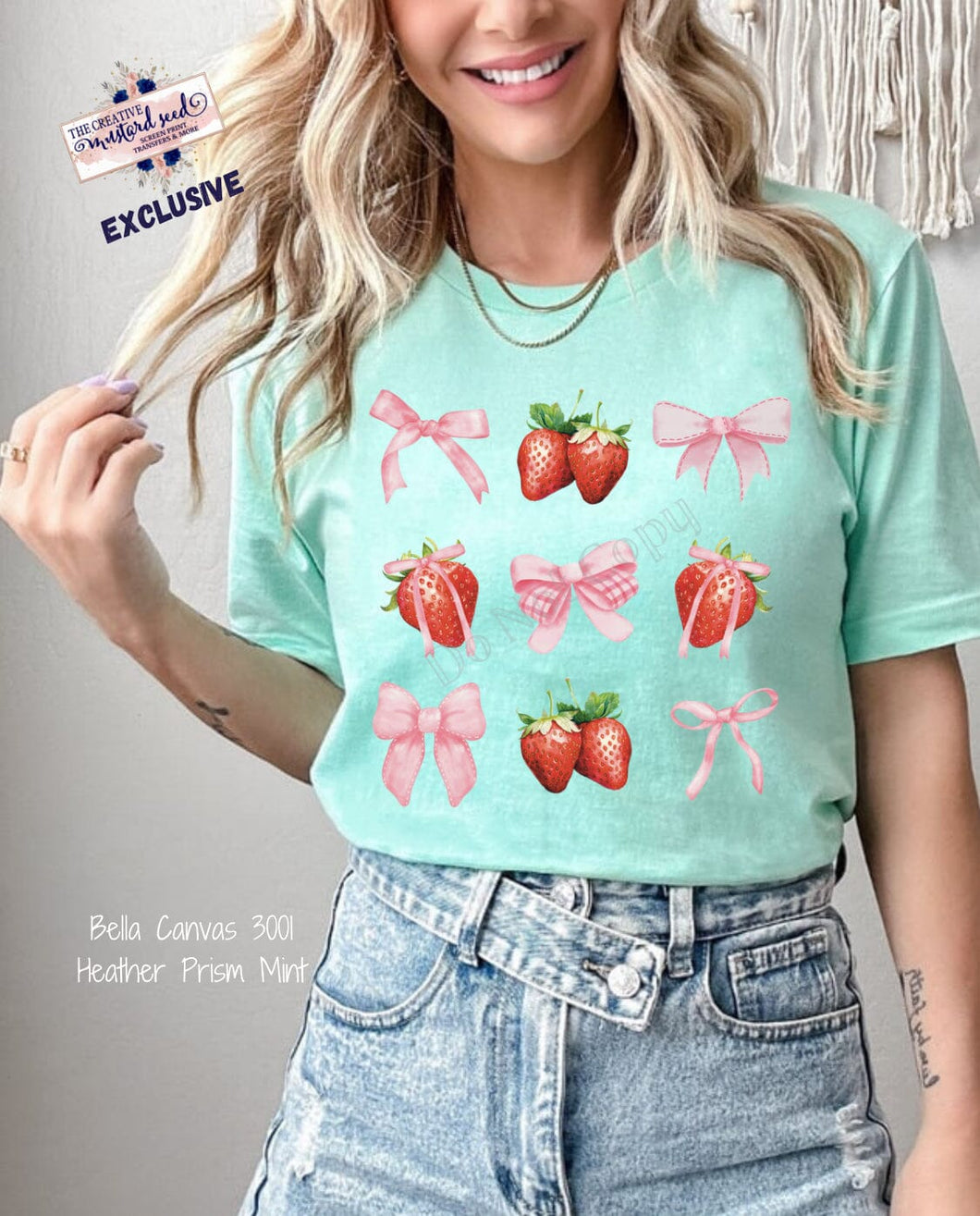 Coquette Strawberries and Pink Bows DTF Transfer (300 HOT PEEL) | Ships 3-7 Business Days