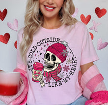 Load image into Gallery viewer, It&#39;s Cold Outside Like My Heart Valentine Skeleton DTF Transfer (300 HOT PEEL) | Ships 3-7 Business Days
