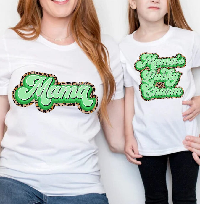 Mama | Mama's Lucky Charm Leopard DTF Transfer (300 HOT PEEL) | Ships 3-7 Business Days