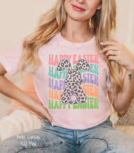 Load image into Gallery viewer, Retro Happy Easter Repeat Leopard Bunny DTF Transfer (300 HOT PEEL) | Ships 3-7 Business Days
