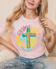 Load image into Gallery viewer, RTS Clear Film Screen Print Transfer | Blessed Loved Redeemed Chosen Cross (325 HOT Peel)
