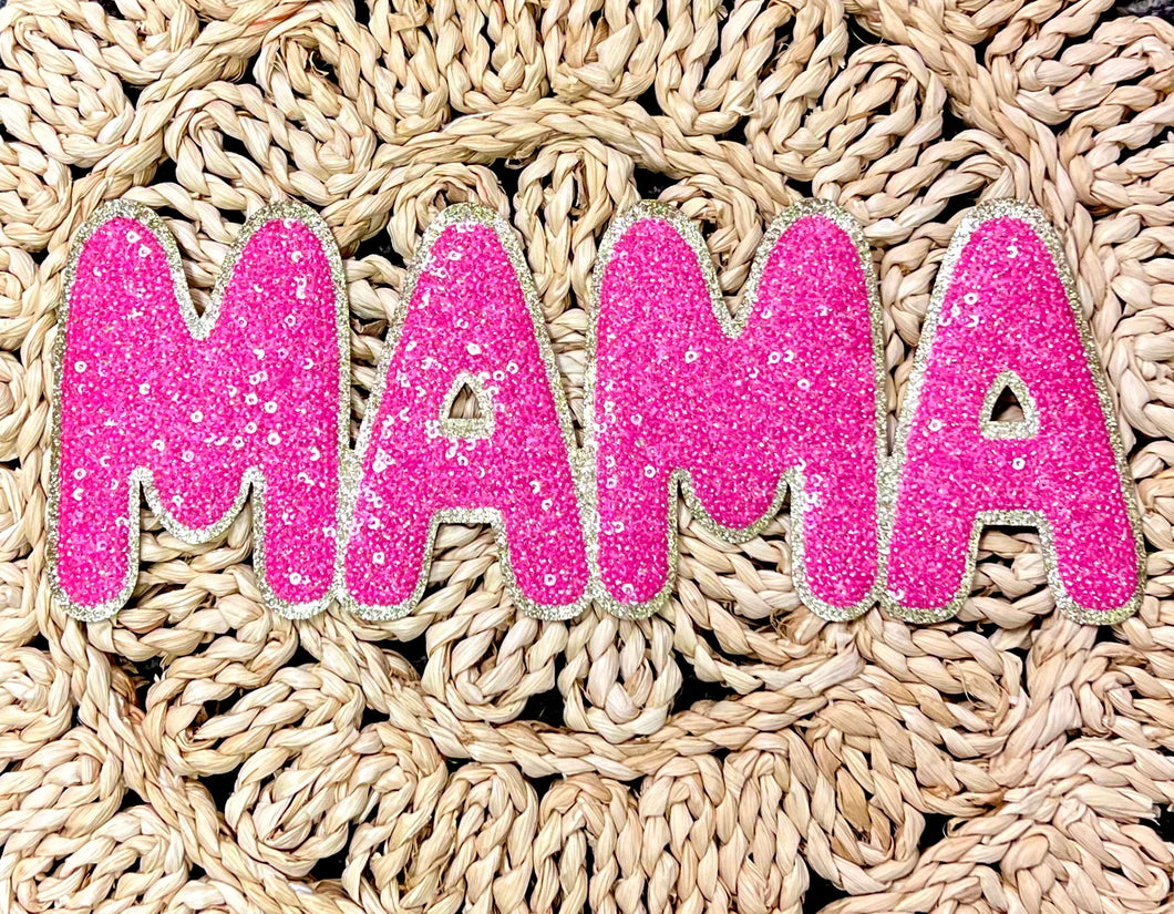 RTS Pink Mama Sequin Chenille Iron On Patch