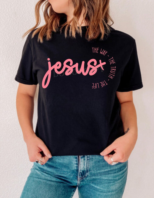 RTS Screen Print Transfer | Jesus The Way The Truth The Life Dusty Rose (325 Hot Peel)