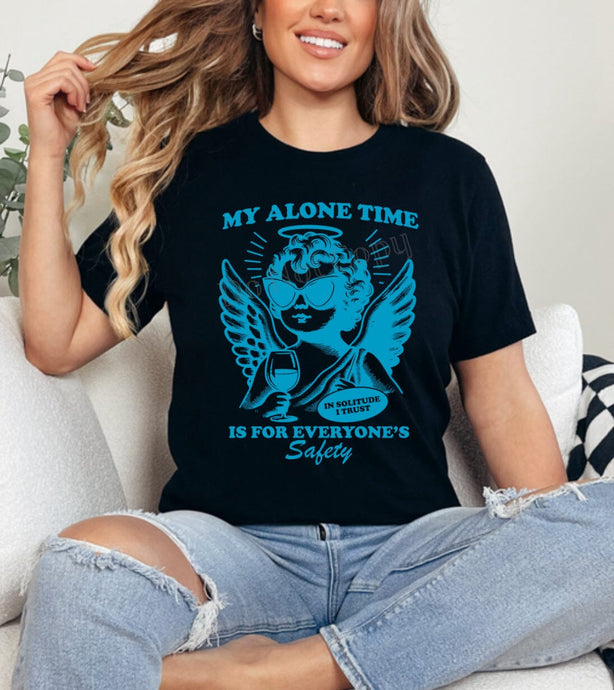 RTS Screen Print Transfer | My Alone Time Is For Safety in COLUMBIA BLUE (325 Hot Peel)