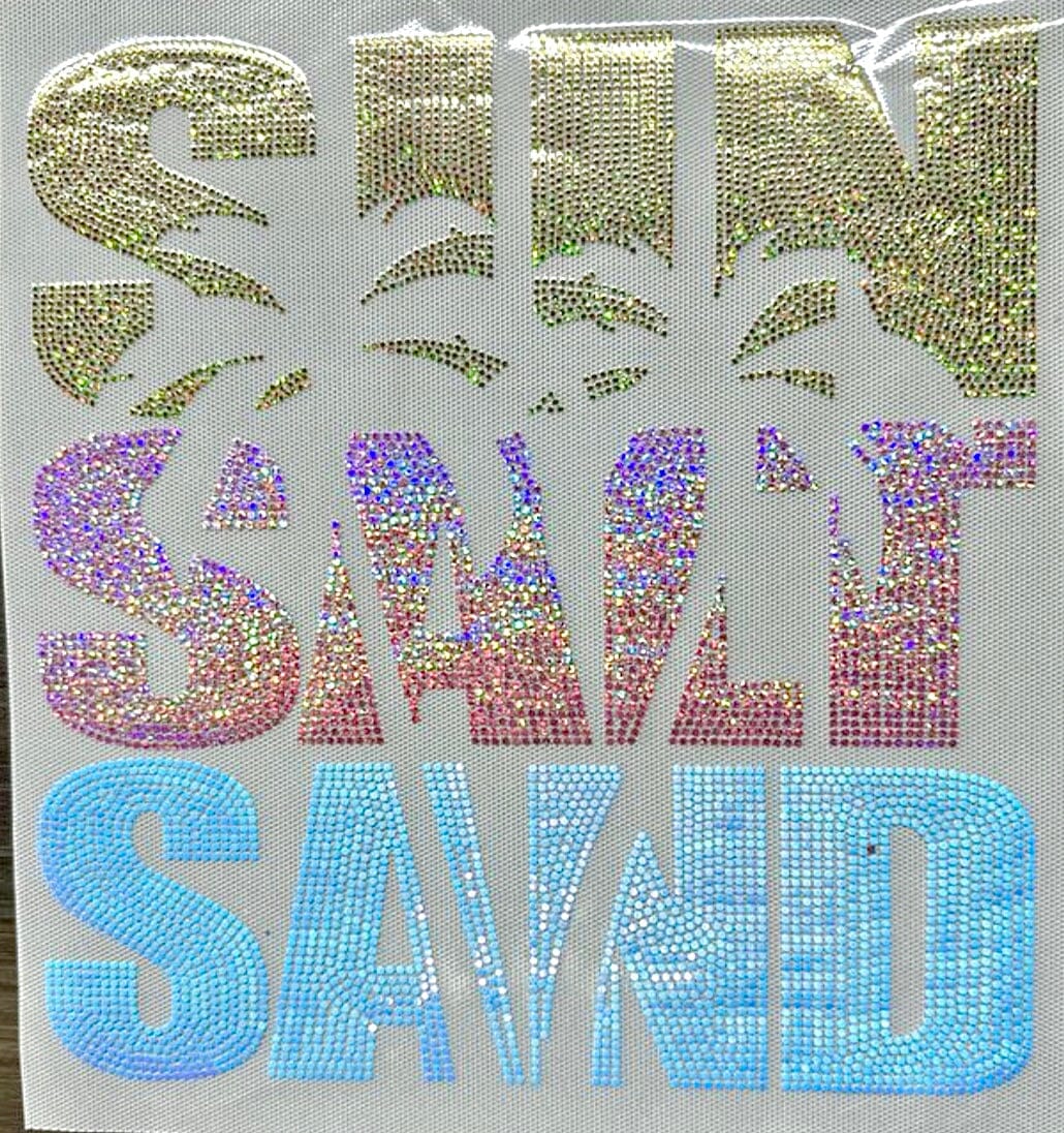 RTS Spangle Transfer | Sun Salt Sand Palm Trees Gold, Pink, and Baby Blue (325 WARM)