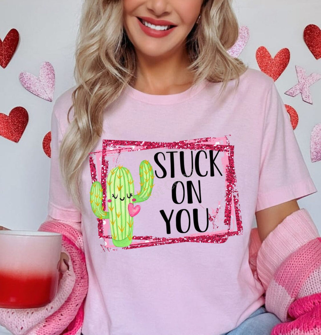 Stuck On You Cactus Valentine DTF Transfer (300 HOT PEEL) | Ships 3-7 Business Days