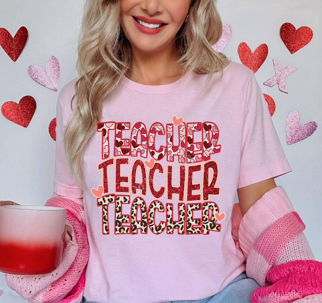 Teacher Repeat Valentine's Day DTF Transfer (300 HOT PEEL) | Ships 3-7 Business Days