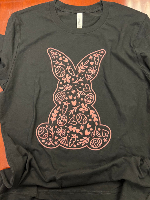 Typography Bunny in Dusty Rose on a Bella Canvas 100% Cotton Size M