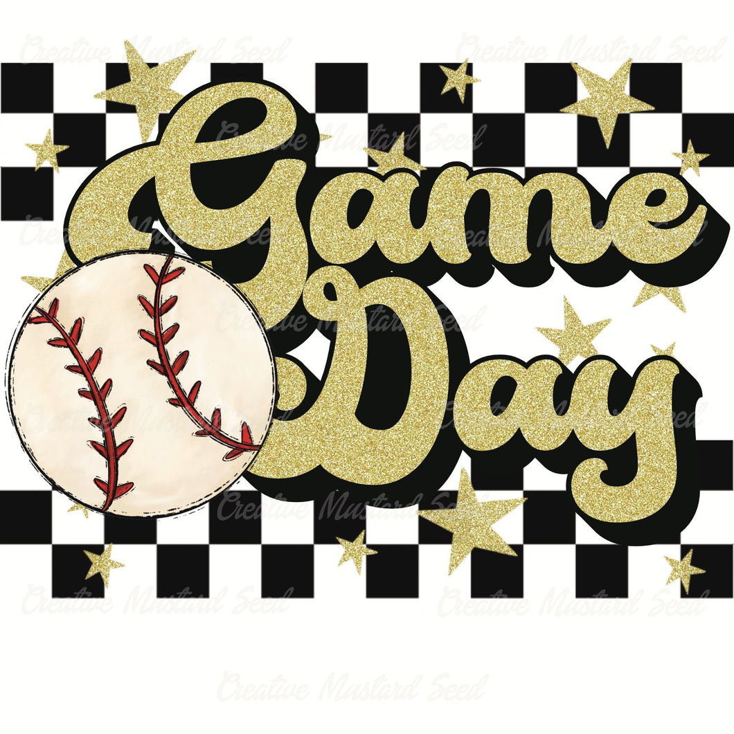 Baseball Game Day Gold Glitter Race Stripe | Digital Download