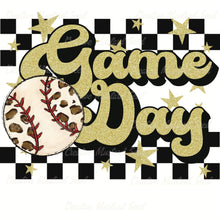 Load image into Gallery viewer, Baseball Game Day Gold Glitter Race Stripe DTF Transfer (300 HOT PEEL) | Ships 3-7 Business Days
