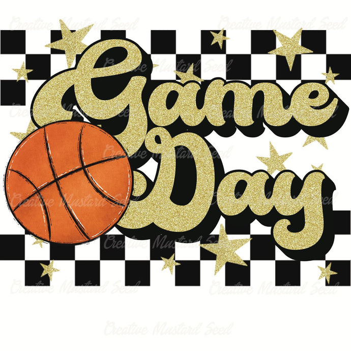 Basketball Game Day Gold Glitter Race Stripe | Digital Download