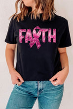 Load image into Gallery viewer, FAITH Pink Sequin Breast Cancer DTF Transfer (300 HOT PEEL) | Ships 3-7 Business Days
