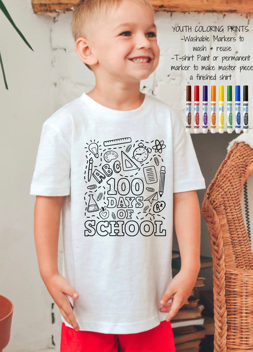 IN PRODUCTION SHIPS 1/3 Screen Print Transfer | YOUTH 8” 100 Days Of School Coloring Transfer