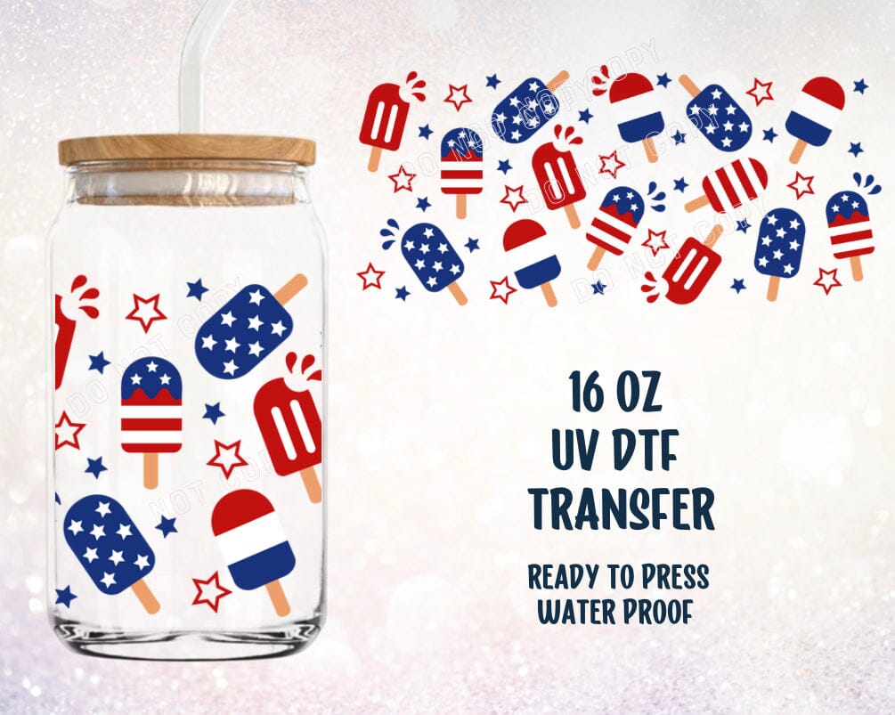 IN PRODUCTION SHIPS 6/16 Patriotic Popsicles UV DTF Wrap