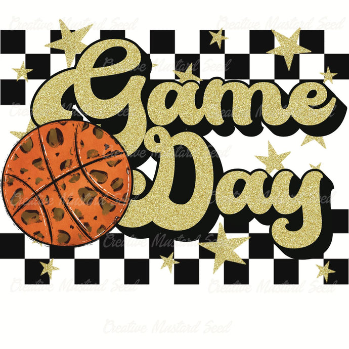 Leopard Basketball Game Day Gold Glitter Race Stripe | Digital Download