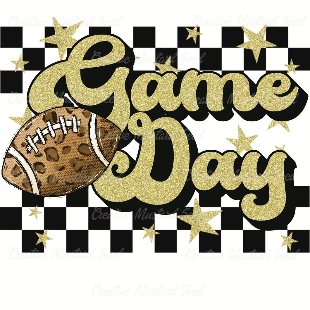 Leopard Football Game Day Gold Glitter Race Stripe | Digital Download