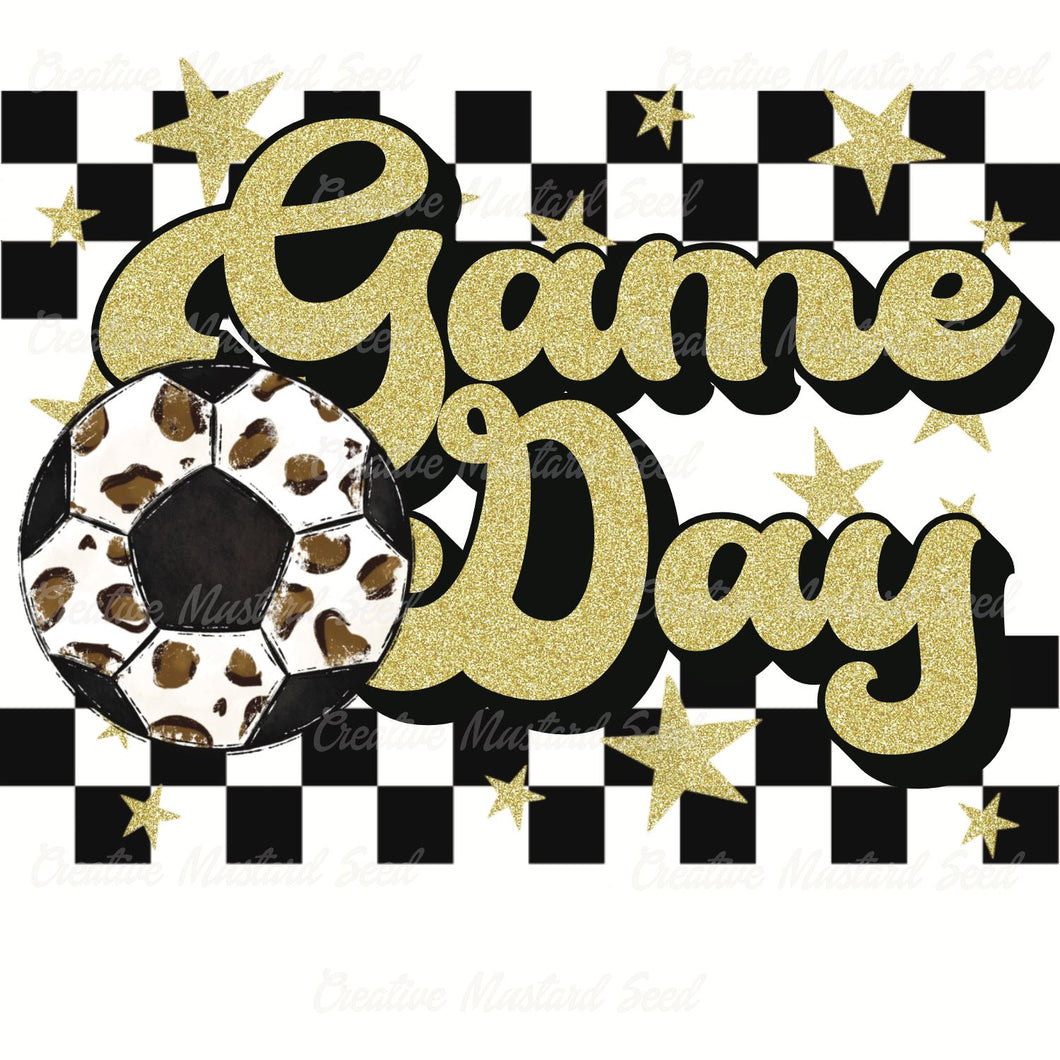 Leopard Soccer Game Day Gold Glitter Race Stripe | Digital Download