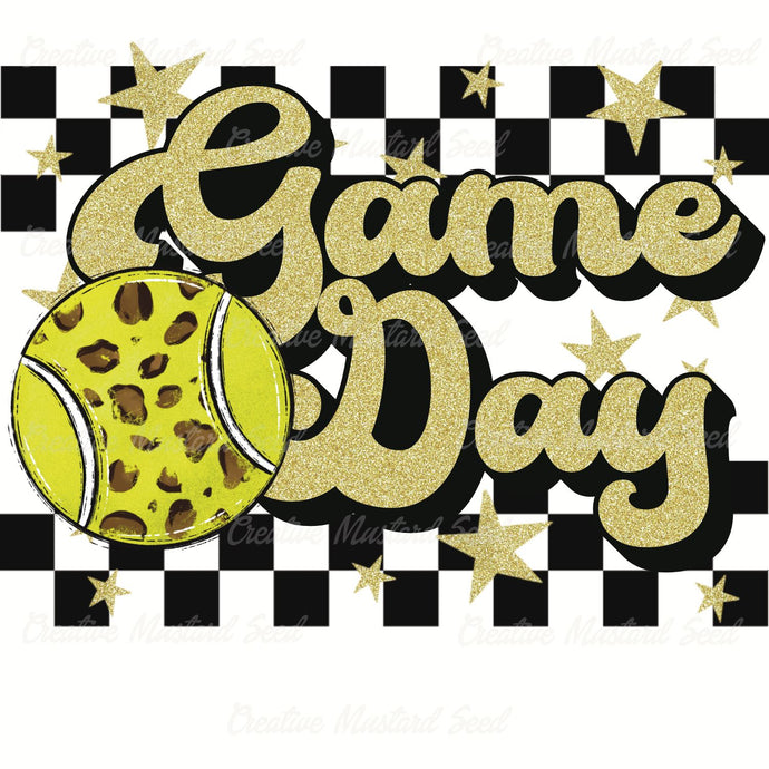 Leopard Tennis Game Day Gold Glitter Race Stripe | Digital Download