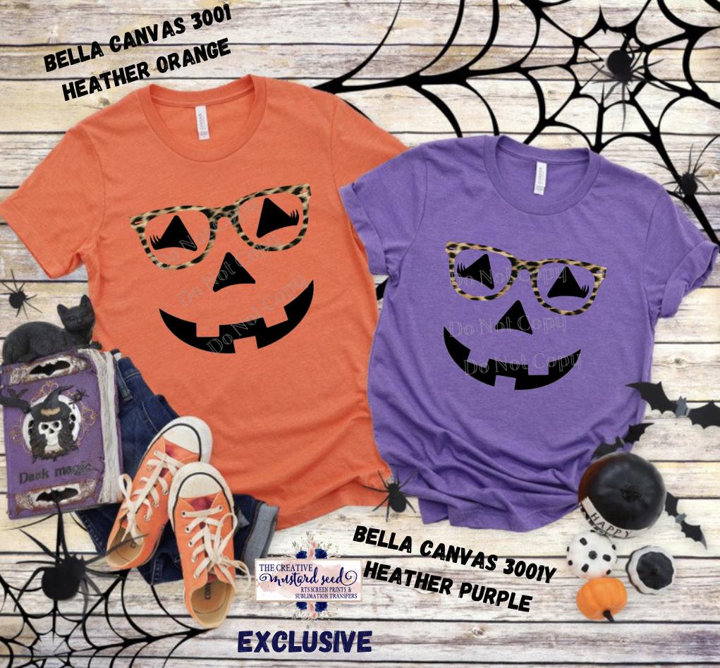 PO Screen Print Transfer | Leopard Glasses Jack O Lantern | Adult and Youth (HIGH HEAT)
