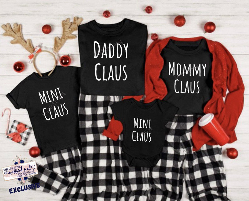 PO SHIPS 10/27 Screen Print Transfer | Mommy Daddy Mini Claus | Family Set