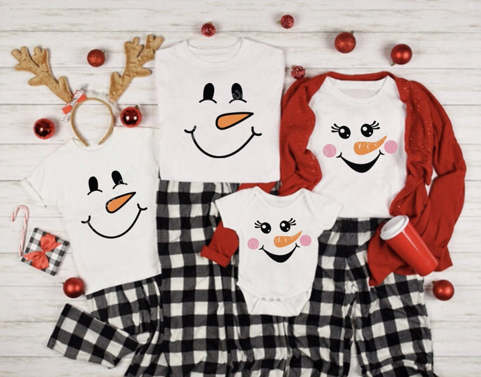 PO SHIPS 10/27 Screen Print Transfer | Snowman Face | Family Sets (HIGH HEAT)