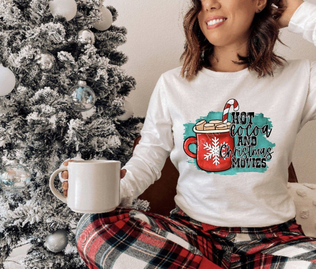 PO SHIPS 11/17 Screen Print Transfer | Hot Cocoa And Christmas Movies (HIGH HEAT)