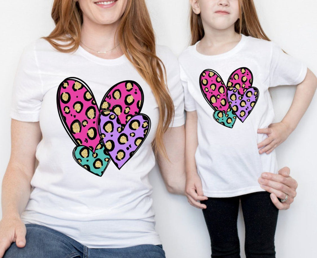 PO SHIPS 12/8 Screen Print Transfer | Colorful Leopard Heart | Adult and Youth (HIGH HEAT)