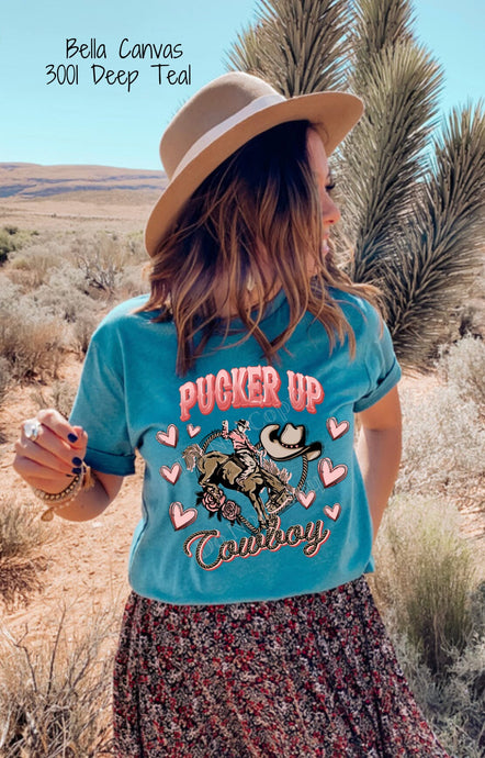 PO SHIPS 1/4 Screen Print Transfer | Pucker Up Cowboy (HIGH HEAT)