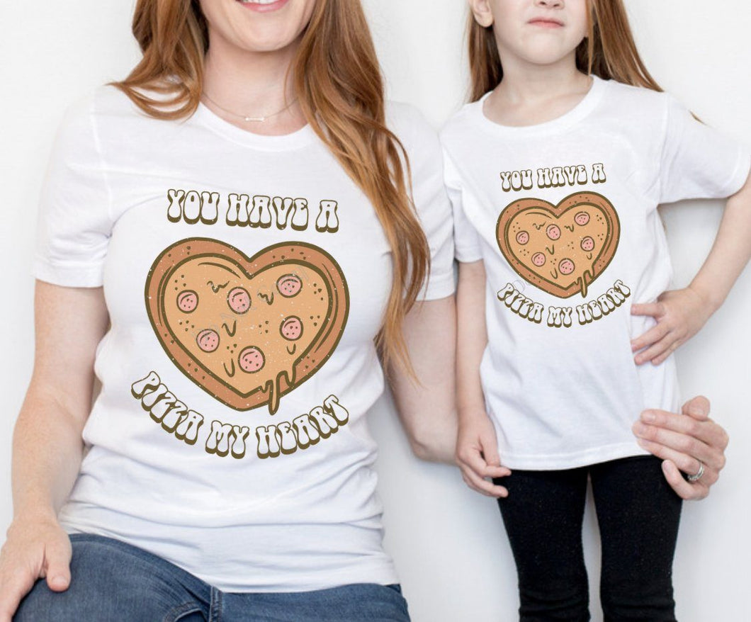 PO SHIPS 1/5 Screen Print Transfer | You Have A Pizza My Heart | Adult and Youth (HIGH HEAT)