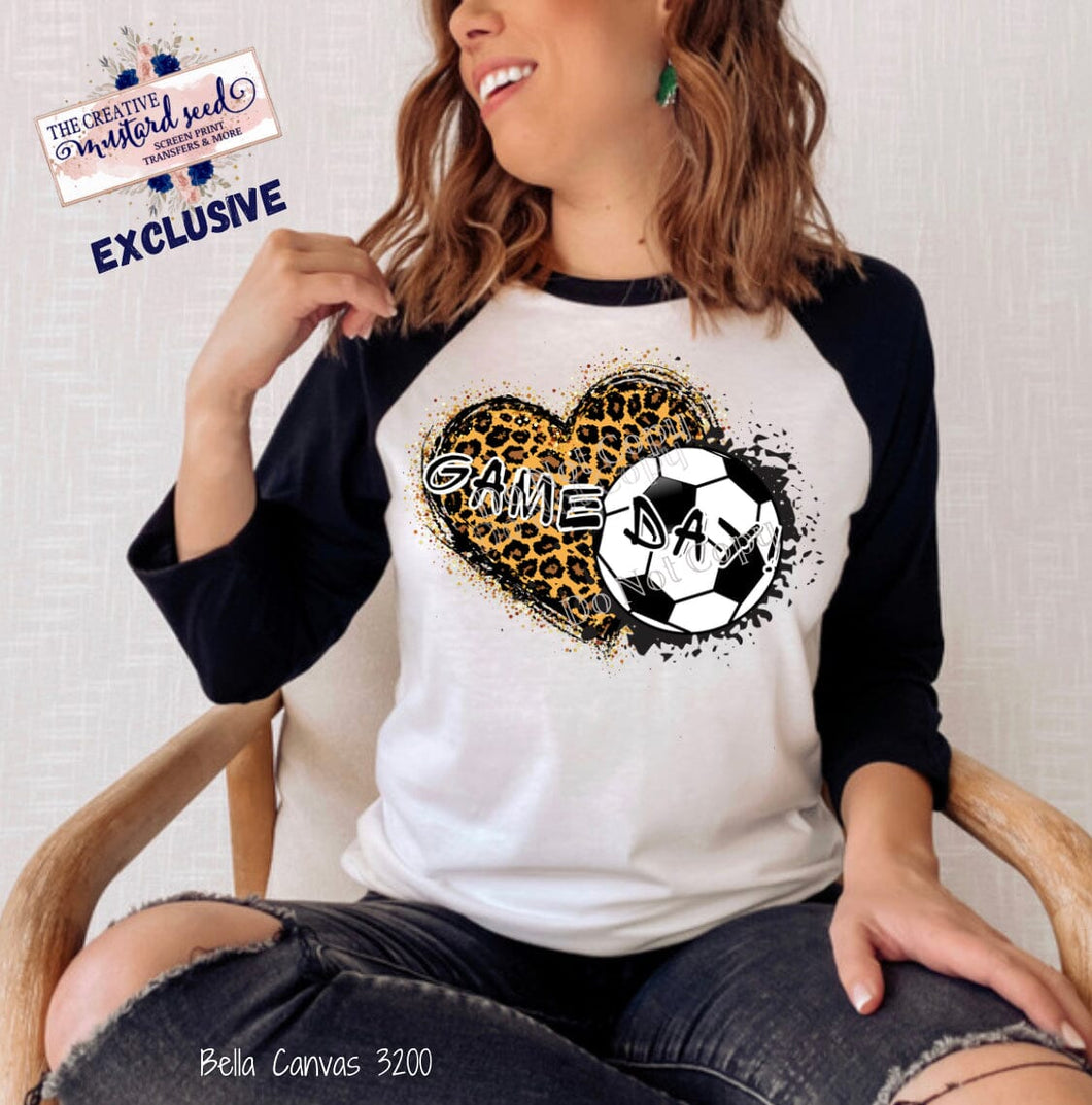 PO SHIPS 2/1 Screen Print Transfer | Soccer Leopard Heart Game Day (HIGH HEAT)