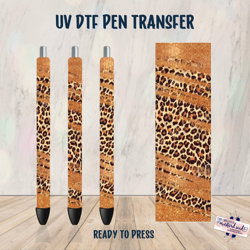 PO SHIPS 2/17 Copper Glitter and Leopard Pen UV DTF Wrap