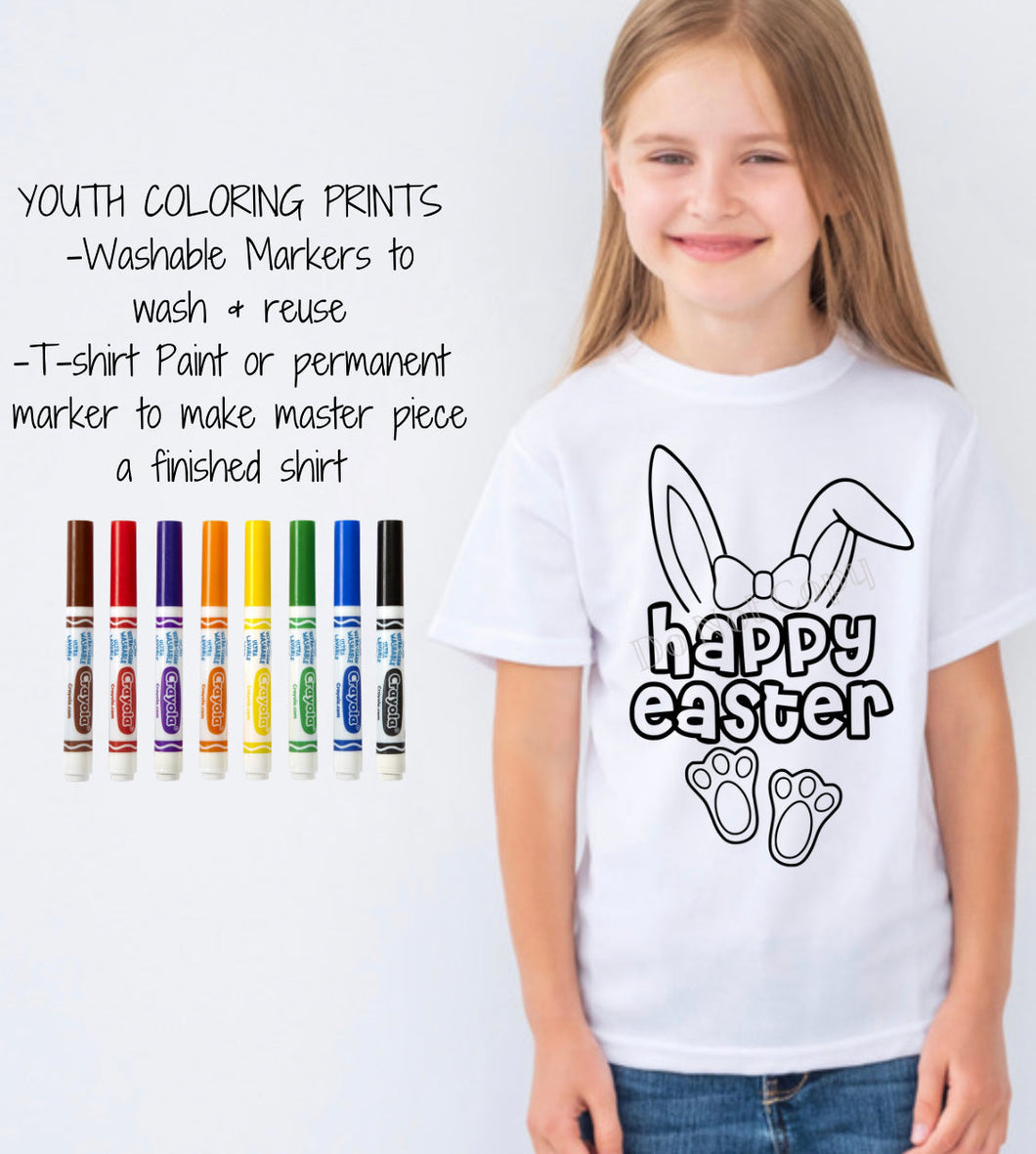 PO SHIPS 2/9 Screen Print Transfer | YOUTH Girl Happy Easter Bunny