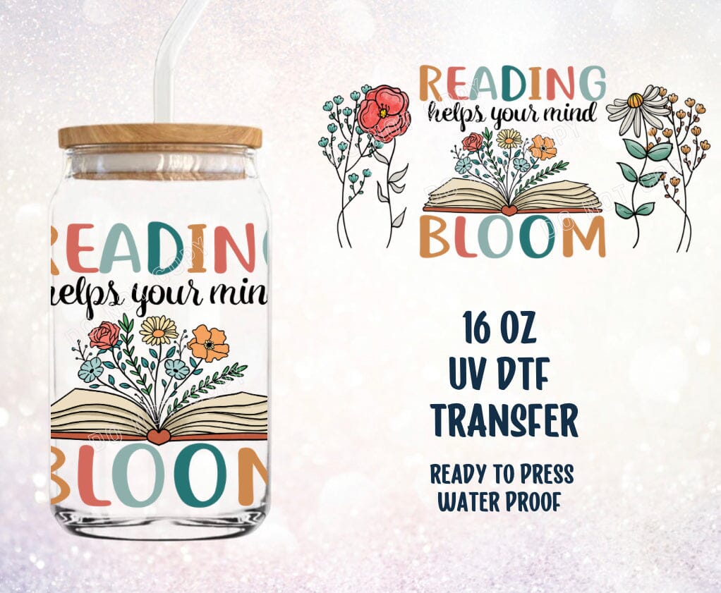 PO SHIPS 4/12 Reading Helps Your Mind Bloom UV DTF Wrap