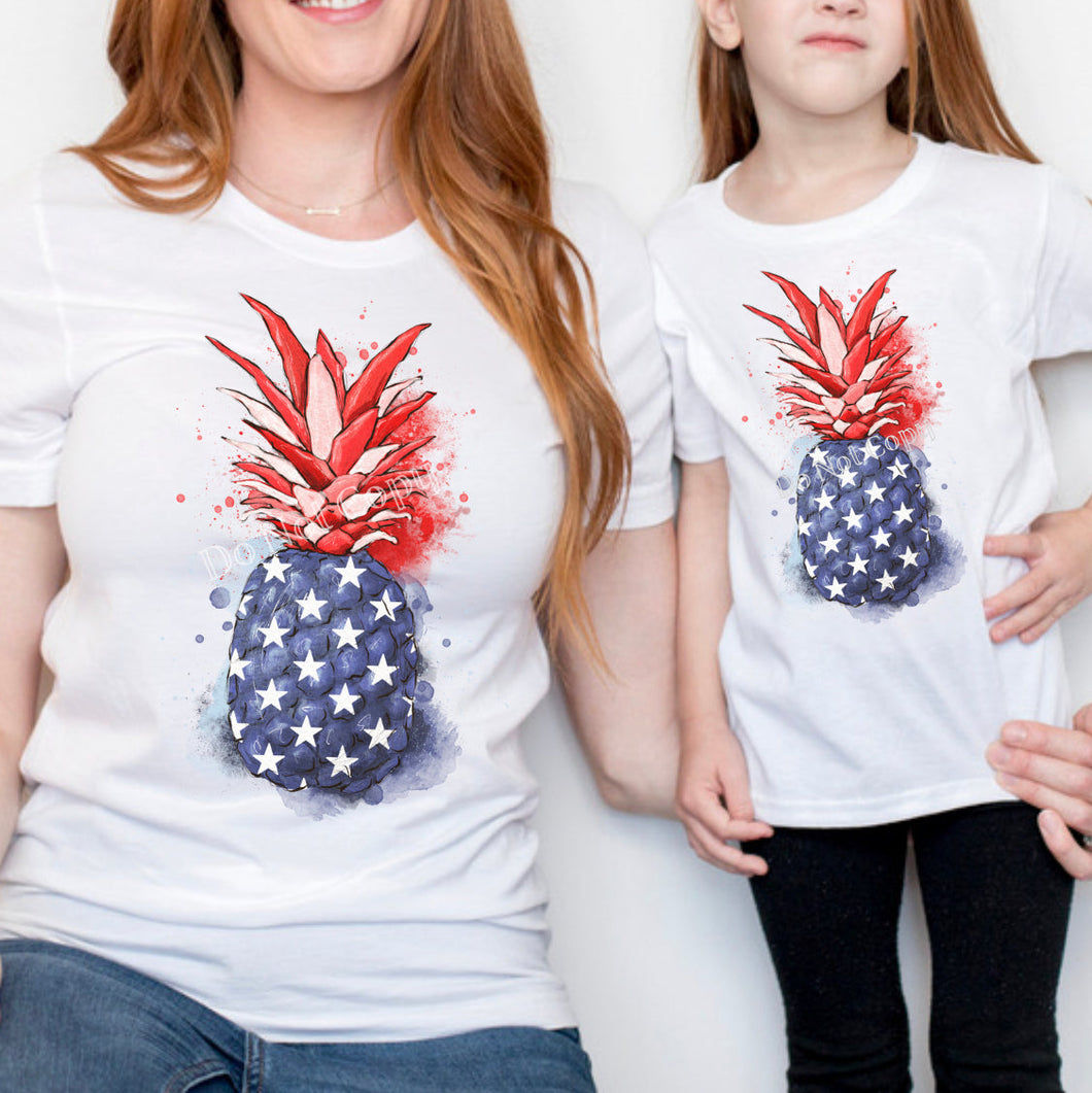 PO SHIPS 6/15 Screen Print Transfer | Patriotic Pineapple | Adult and Youth (HIGH HEAT)
