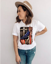 Load image into Gallery viewer, PO SHIPS 9/15 Screen Print Transfer | Cross Behind American Flag (HIGH HEAT)
