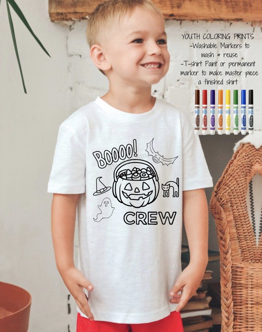 PO SHIPS 9/29 Screen Print Transfer | YOUTH 8” Boo Crew Coloring Transfer