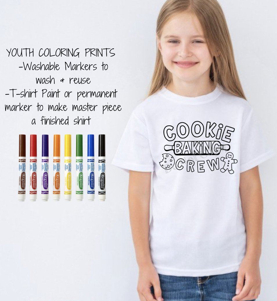 PO SHIPS 9/29 Screen Print Transfer | YOUTH 8” Cookie Baking Crew Coloring Transfer