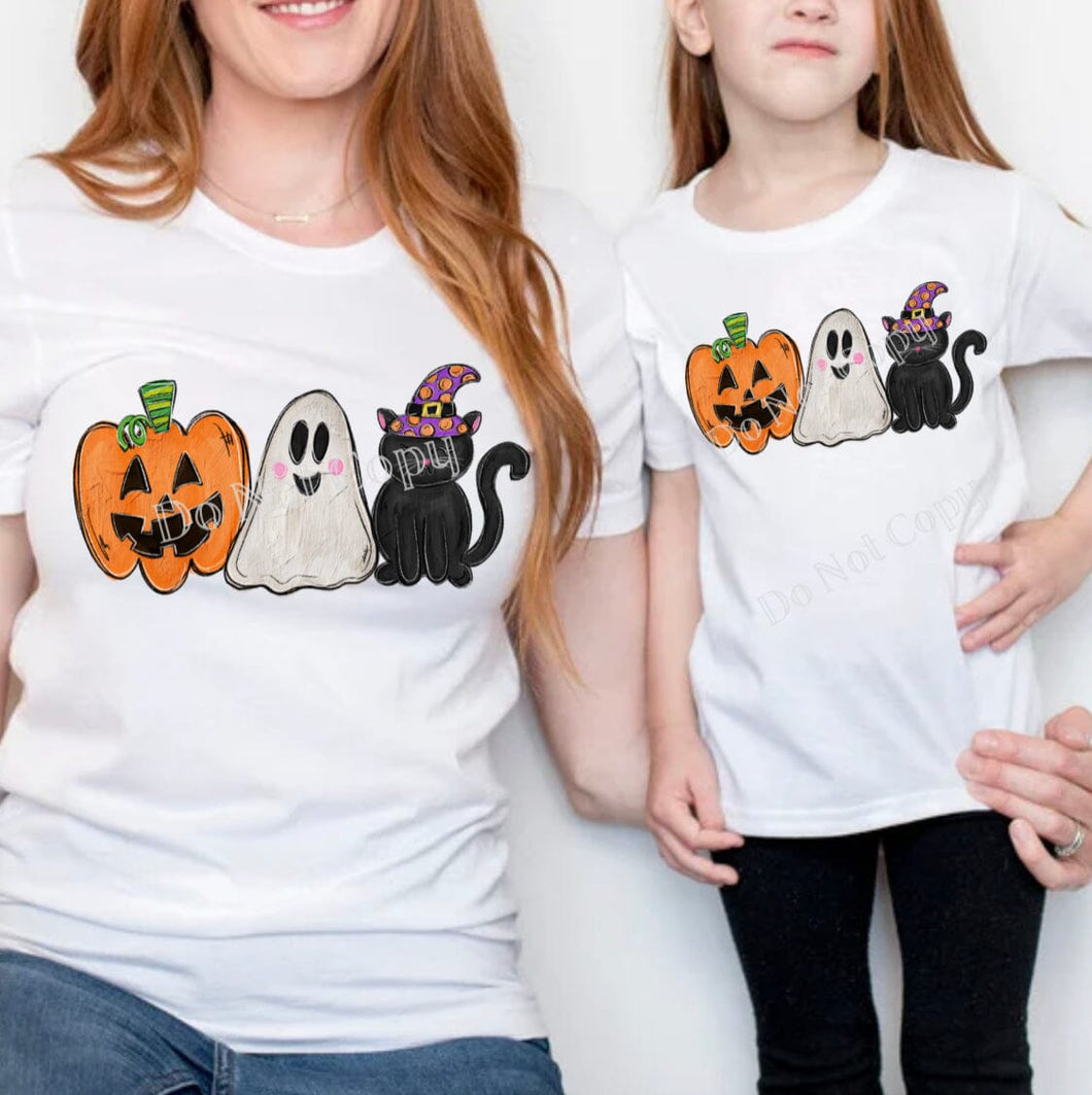 RTS Halloween Pumpkin Ghost Cat | Clear Film Screen Print Transfer | Adult and Youth (325 HOT Peel)
