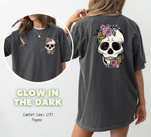 Load image into Gallery viewer, RTS Hippie Skeleton Skull | Pocket or Adult | Glow In The Dark Clear Film Screen Print Transfer (320 HOT Peel)
