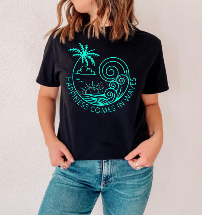 RTS Screen Print Transfer | Happiness Comes In Waves Mint